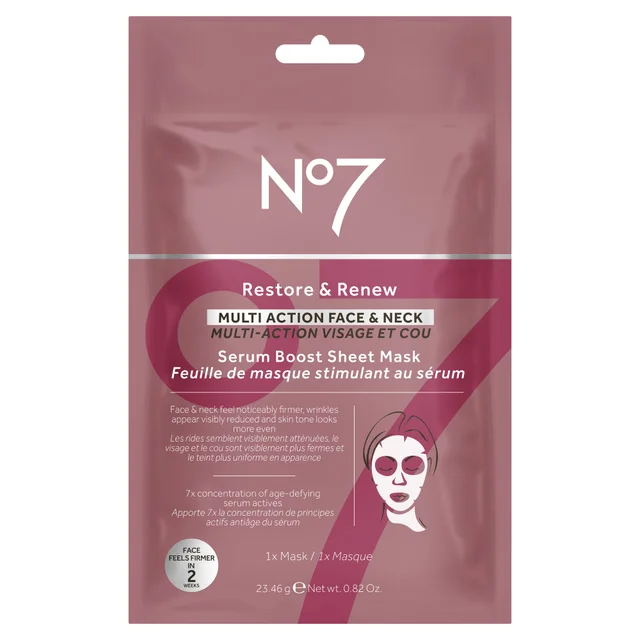 Restore & Renew Multi Action Face & Neck Serum Boost Sheet Mask