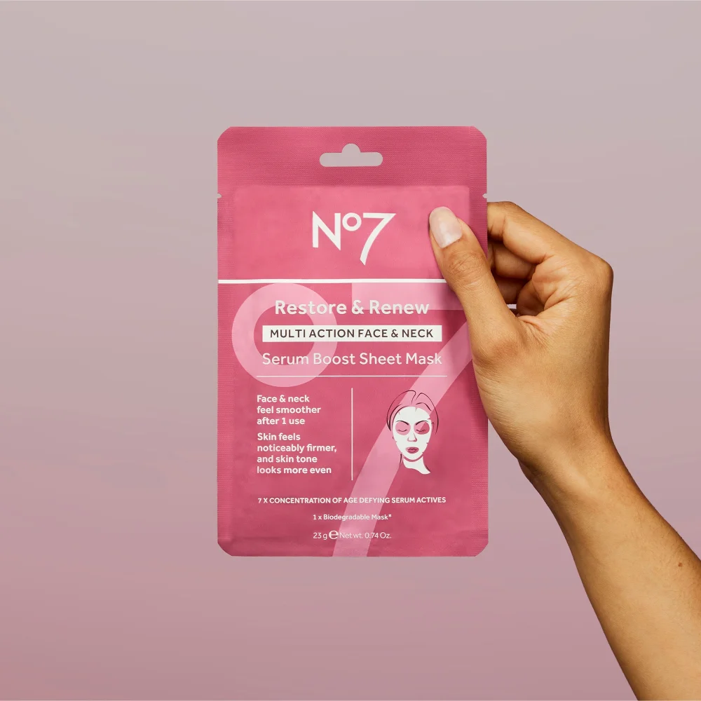 Restore & Renew FACE & NECK MULTI ACTION Serum Boost Sheet Mask Image 1