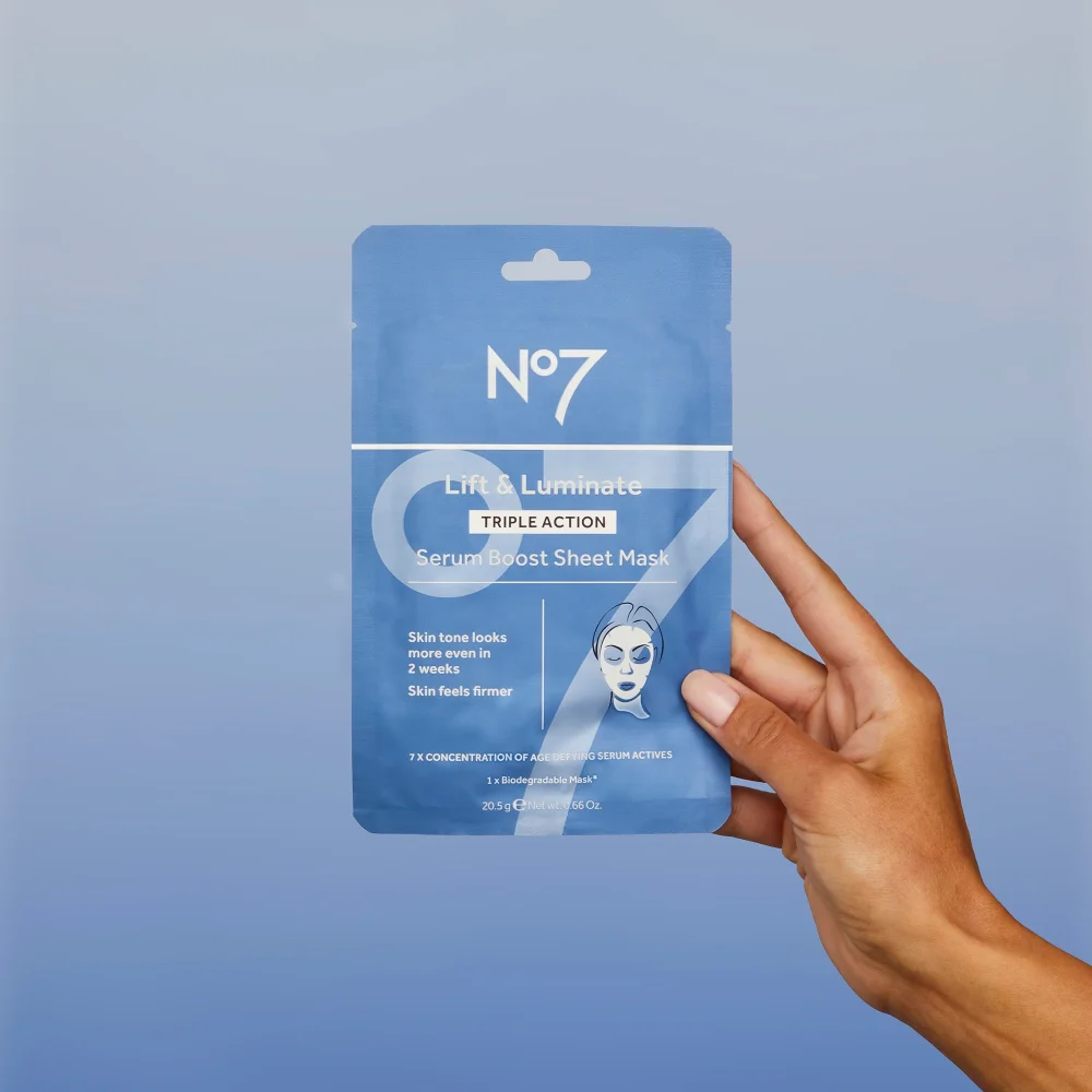 No7 Lift & Luminate Triple Action Serum Boost Sheet Masks Singles Image 1