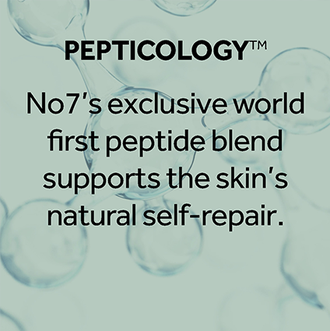 Pepticology. No7's exclusive world first peptide blend supports the skin's natural self-repair. Explore the Future Renew range