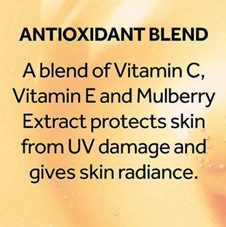 Antioxidant Blend. A blend of Vitamin C, Vitamin E and Mulberry Extract protects skin from UV damage and gives skin radiance. Explore the Future Renew  range