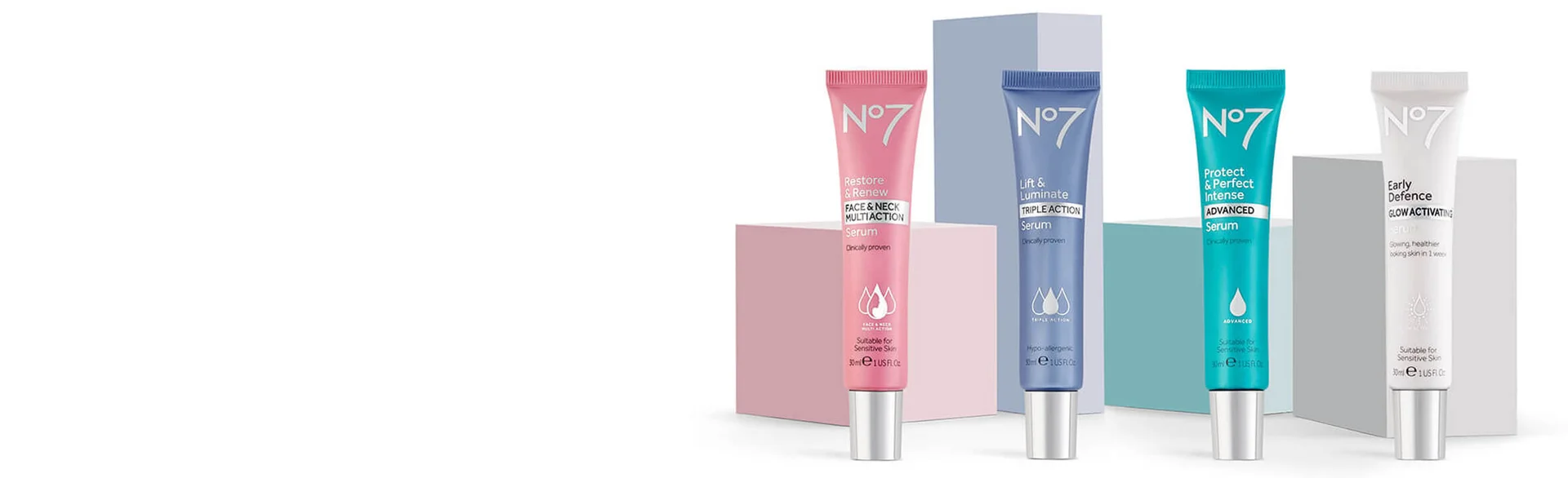 No7 Serum Range: Restore & Renew, Lift & Luminate , Protect & Perfect , Early Defense