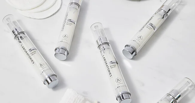 Four tubes of No7 Laboratories Line Corrector on a white counter
